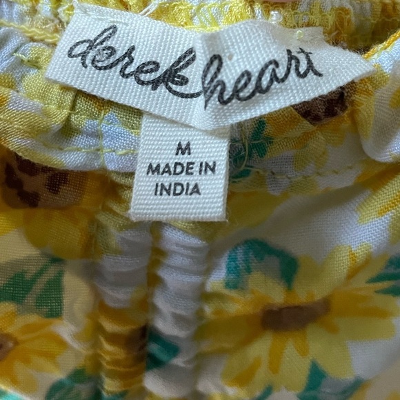 Sunflower Print Romper, Derek Heart, Shorts Size Medium,  Ruffle Straps - Picture 5 of 11